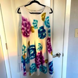 Calvin Klein watercolor floral dress WITH POCKETS